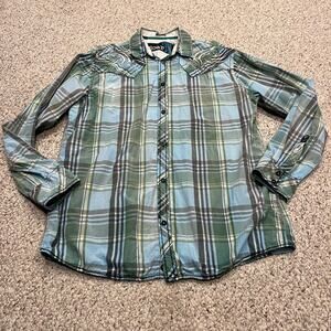 Roar Embroidered Plaid Long Sleeve Button Down Sz XXL Signature Punk Grunge